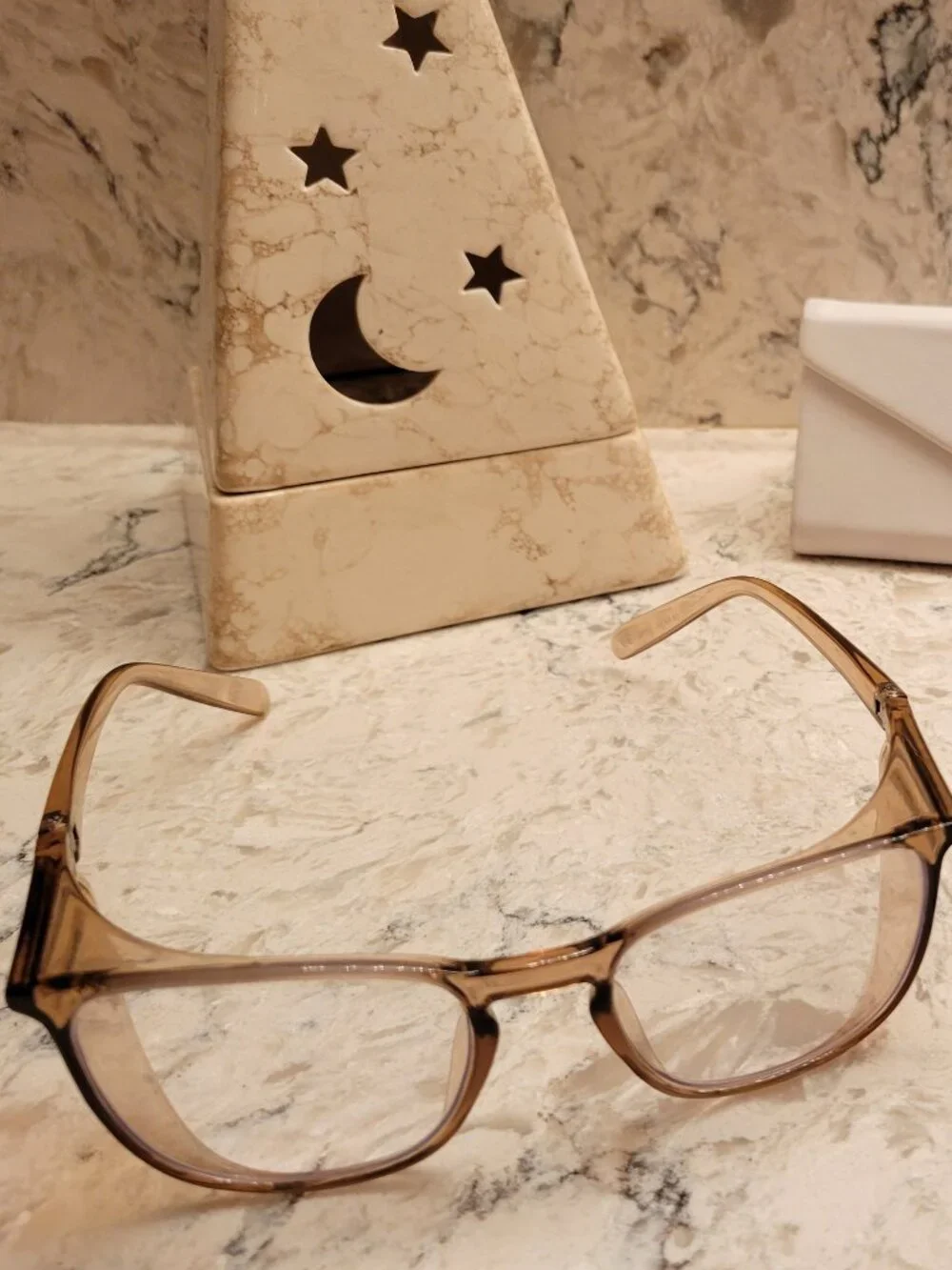 STOGGLES SAFETY GLASSES GOGGLES EYEGLASSES BLUE LIGHT SQUARE PEACH 50 20 145